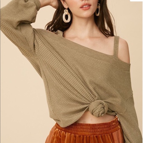 NWT Waffle Cold Shoulder Top - Picture 6 of 6
